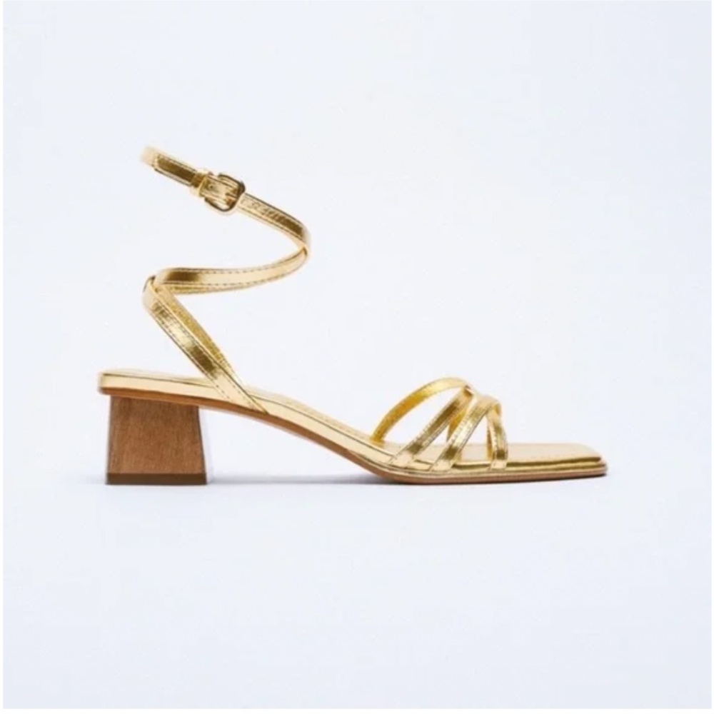 Zara strappy gold sandals